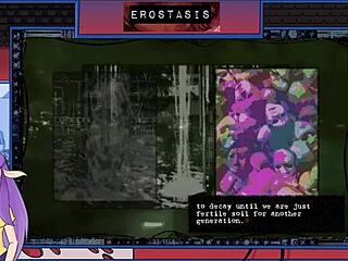 Detailed anime game with brunette and monster hentai.