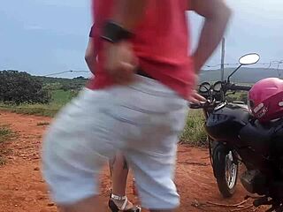 Blonde teen fucked with monster cock on public road