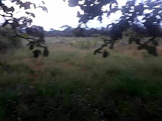 Blonde teen fucked with monster cock on public road