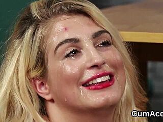 wicked model receives facial cumshot gulping all jism in blowbang pov