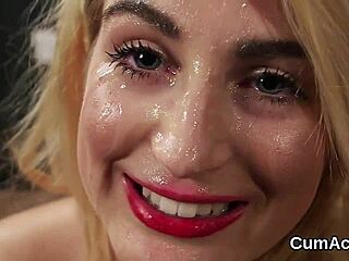 wicked model receives facial cumshot gulping all jism in blowbang pov