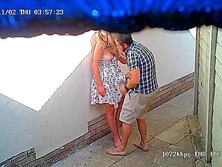 Blonde amateur bent over and fucked doggystyle in McDonald's delivery area!