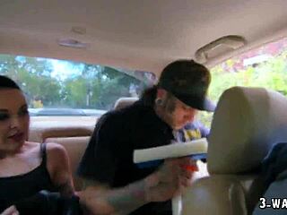 hey, this tattooed petite babe gets fucked hard by two wild men in a hardcore 3-way