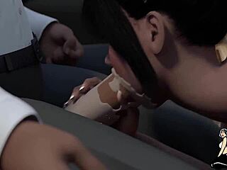 Crna tutorka oseća intenzivno sa ogromnim belim kurcem