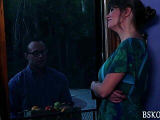 jessie andrews gets into a wild threesome where she sucks and jerks off the guys until they cum all over her petite body.