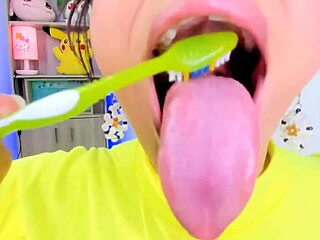 lila jordan brushes her teeth on webcam with saliva