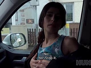 Loser watches Latina sex in car with clothes ripped