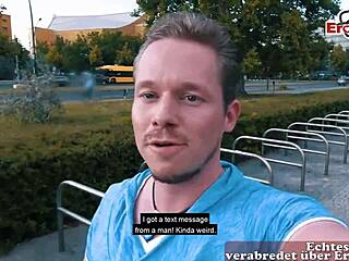 Skinny teen 18+ in red lingerie and nylons enjoys German POV sex date