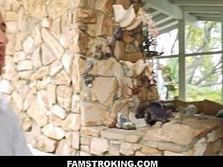 Is this petite stepsister enjoying a threesome with monster cocks?