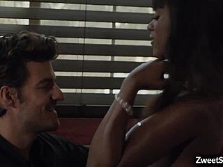 Hey, check this hot ebony Ana Foxxx getting pounded by a giant white cock every damn way!