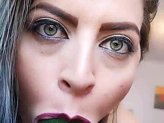 pepina gets anal with a big cucumber, staying wet and quiet