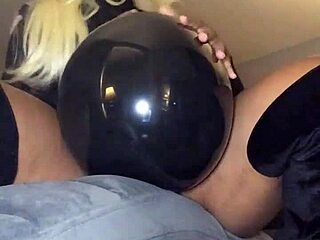 Balloon loving babe and possessing a big ass verification video