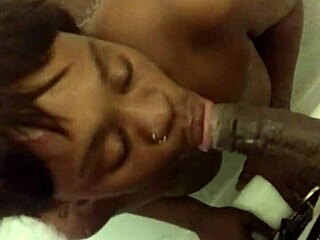 Ebony Babe Deepthroats Monster Cock In Bathtub Pool Scene With Big Ass