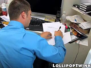 two naughty twinks fucking hard in the office