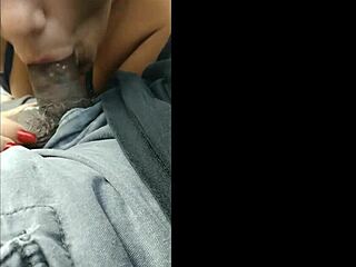 Car badass Latina doing head in the car