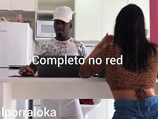 Wife sucks husband in kitchen while friend chats 😏