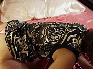 french amateur in lingerie gets bent over for deepthroat and ass to mouth action with toys