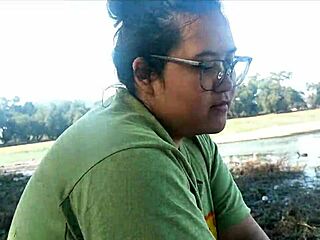 Hey, giving that hot blowjob by the lake in public!