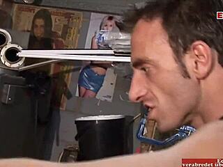 Devoted teen gets deepthroat anal and facial from brunette threesome