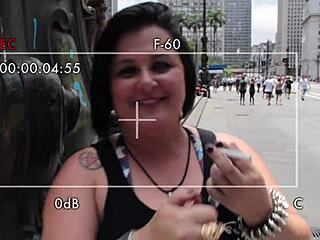 Curvy BBW explores city wonders with new friends