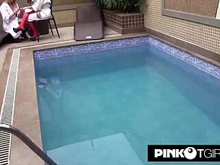 Trannies in wellness centre offer two cocks to lucky guy