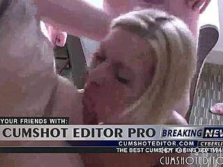 Horny wife deepthroating balls deep for messy facial cumshot in wild amateur banging session