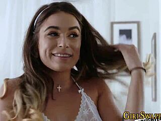 Teens in lingerie get plowed by monster cocks