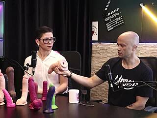 Eilani Quina and Victor Luciano play with sheer red toys