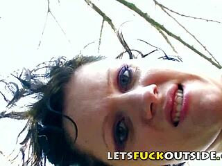 Small 18+ brunette gets fingered and fucked hard at the cemetery