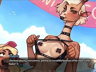 Furry hentai spil: Prinsesse Miyu konkurrerer i en fræk bikini konkurrence med andre futanari deltagere