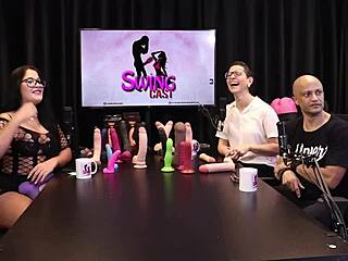 Eilani Quina and Victor Luciano play with sheer red toys