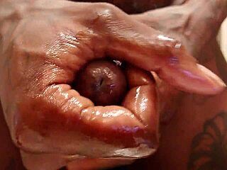 Hallelujah Johnson Wanks Solo with Pocket Pussy in Close-Up.