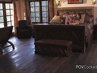 Busty Beauty Fingers Herself Before Sucking a Hard Cock in POV