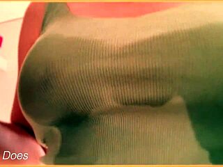 Wife shows off her braless wet shirt and big tits