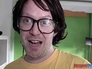 Busty amateur tricked into sucking a nerd for facial