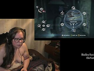 Naked Brunette BBW Plays Evil Within Game