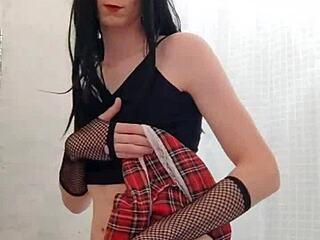 in this story, a crossdressing teen explores his gay desires with cock play