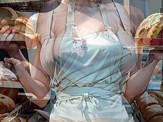 天啊，我不敢相信這個AI金髮麵包師在店裡閃露她的陰部