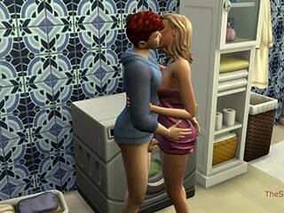 Seductive milf step mom gets dominated and fucked on a washing machine by her step son in the Sims 4