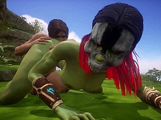 Hardcore orc and heavy metal muscle babe goes at it