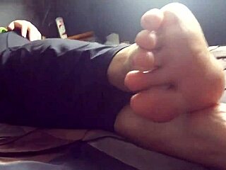 mature woman shows off her super high arches in casual chat