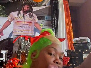 Happy birthday gift from my mouth: sloppy oral on big black cock with ebony tits and ass