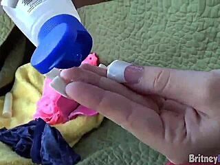 Britney blue rubs her pussy and uses a dildo at home