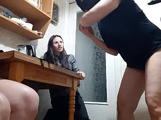 We got so horny from the game, three of us masturbated with dirty talk in the kitchen.