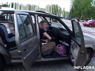 Chick gets slammed hard in the van by a massive cock!