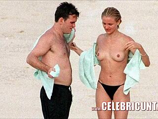 Very rare topless and nude appearance in sex tape by Cameron Diaz