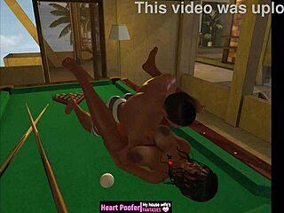 anime characters playing billiards on the pool table in cartoon style