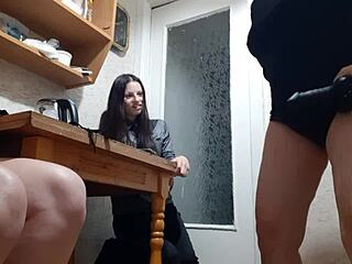 We got so horny from the game, three of us masturbated with dirty talk in the kitchen.