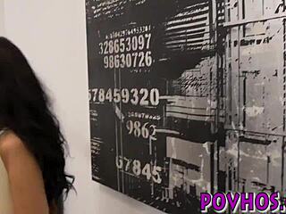 POV voluptuous teen gives handjob and enjoys riding cock