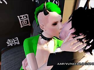 Green scene virtual girl bangs bf in wild online adult world 😍